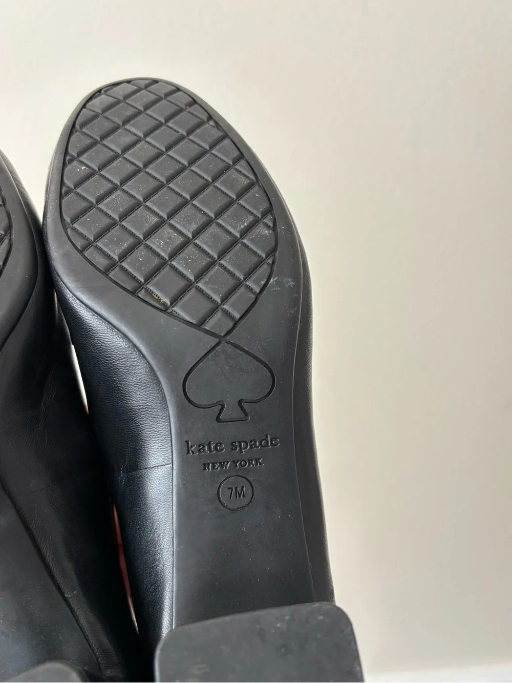 Kate Spade Black Italian Nappa Leather Block Heel Penny Loafers Size 7